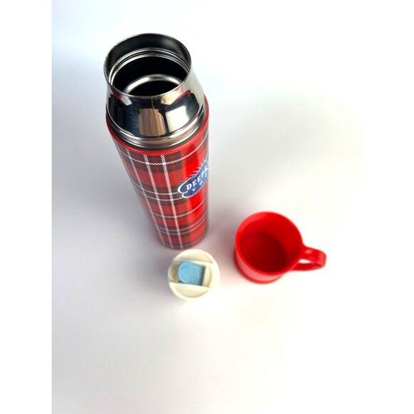 Deep Eddy Vodka Red Plaid Insulated Thermos Bottle With Handle & Lid - Picture 6 of 8